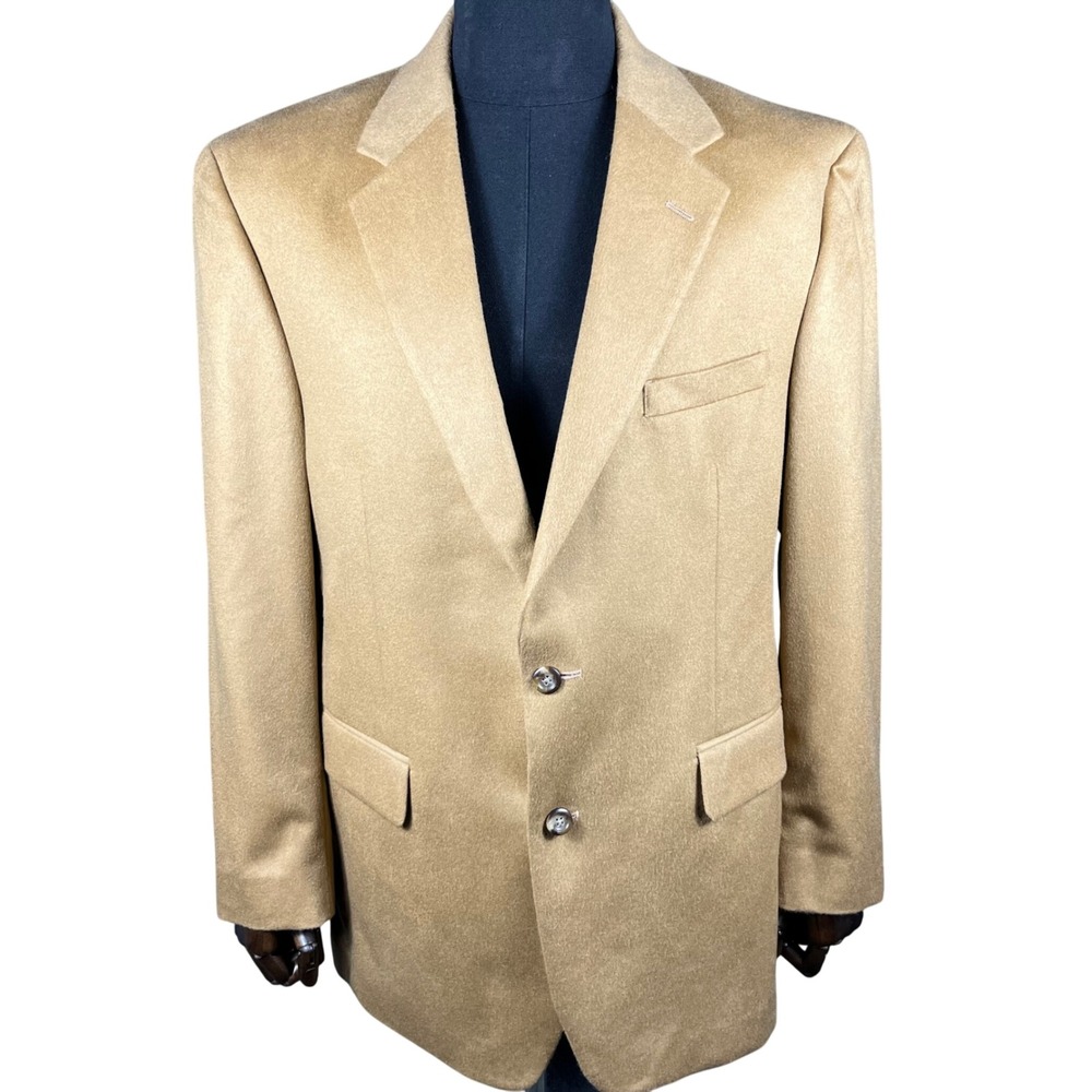 Jos. A. Bank Sport Coat Mens 43R Tan 100% Cashmere Two Button‎ Blazer Jacket